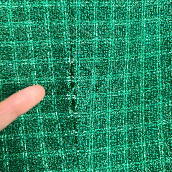 Zara Textured Double Breasted Blazer Coat Jacket Gold Button Green Plaid Large - Picture 15 of 16